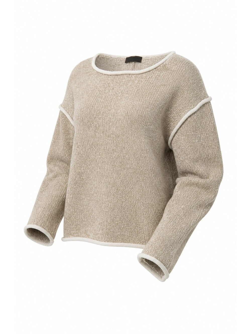 VICI Small Beige Knit Pullover Sweater with White Trim
